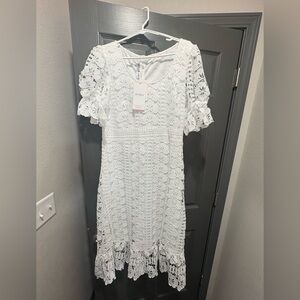 White Lace Midi Dress-Size XL (Fits like a Large)-Brand New